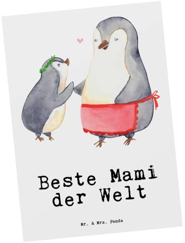 Mr. & Mrs. Panda Postkarte Pinguin Beste Mami der Welt - Geschenk, Ma, bildkarte, Geschenkidee, Ansichtskarte, Tochter, Ansichtskarten, Mutti, Danke, Grußkarte, Muttertag, Postkarten, Dankeschön