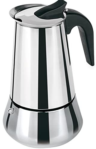 TIENDA EURASIA - Cafetera Italiana de Inducción, Acero Inoxidable, 2, 4, 6, 9 o 12 Tazas, Interior Antioxido (6 Tazas)