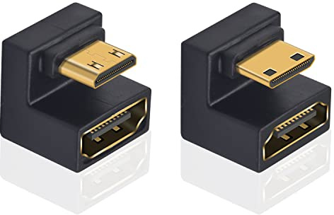 Maxhood Mini HDMI 180 Degree Adapter 8K, 180 Degree Angled Mini-HDMI 2.1 Extension Converter Adapter for 8K/4K 3D 1080P Digital Cameras, Monitors, DVRs (Up & Down Angled)