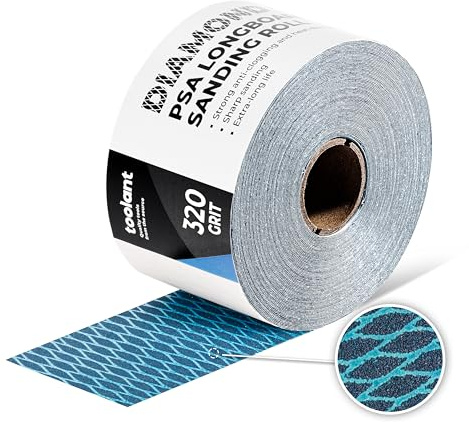 toolant Diamond Shape 320 Grit Sandpaper Roll, 2-3/4 Wide 10 Yard Longboard Self Adhesive PSA Stickyback Sand Paper for Woodworking, Metal, Plastic, Automotive, Sanding Blocks