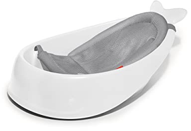 Skip Hop Moby Baignoire intelligente à 3 étapes, sans PVC, sans phtalates, antidérapante, avec bouchon de vidange (de la naissance à 11,3 kg, blanc)