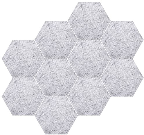 Sgehai 10 Stück Sechseckig Filztafel mit Stecknadeln,pinnwand kork,korkwand pinnwand,pinnwand kinderzimmer,pinnwand küche,pinnwand filz,filz pinnwand (30x26 cm grau)