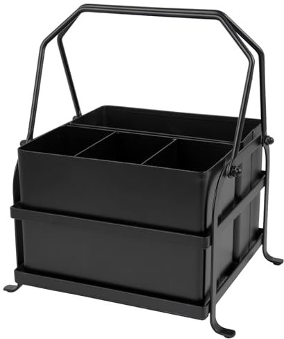 NelyBet Besteckkorb mit Griff, Besteckhalter für den Außenbereich, Picknick-Caddy und Camping-Utensilien-Organizer, Besteckhalter für Partyfeiern, Metall, Schwarz