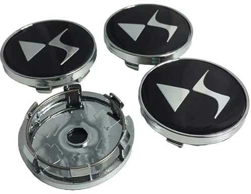 4PCS Car Hub Centre Caps for Citroen DS3 DS4 DS6, 60mm, Waterproof DustProof Wheel Decoration Cover, Wheel Center with Car Logo Emblem Sticker Accessories, Black