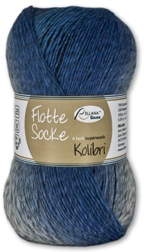 Frida's Wollhaus Rellana 100 g Flotte Socke Kolibri 4-fädig Sockenwolle 14 Farben (6205 | blau | degradé)