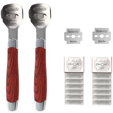2 Pack Pedicure Callus Shaver Set - Stainless Steel Foot File Callus Remover with 20pcs Blades and Plastic Handle,Foot Care Pedicure,Foot Callus Shaver Hard Skin Remover