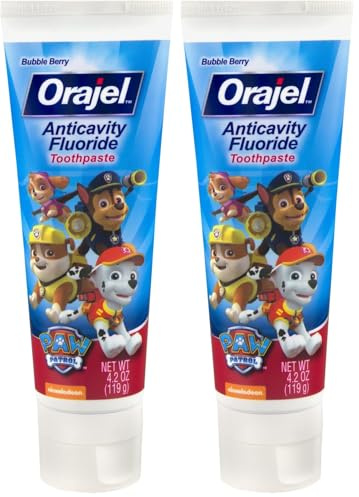 Orajel Toothpaste, Fruity Bubble Flavor, Fluoride | Kids | Paw Patrol | Anti-Cavity | 4.2oz Pack of 2
