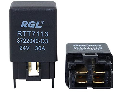 Auto-Relais 12 V 24 V 4-polig 30 A for Klimaanlage, elektrischer Lüfter, Nebelscheinwerfer, Kraftstoffpumpe, Minibus-Relais Elektronisches Zubehör (Color : 24v)