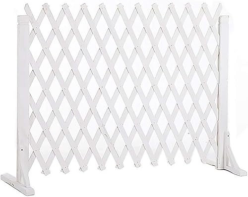 Weißer Holzzaun, karbonisiert, korrosionsbeständig, Außengeländer, dekorativer Gartenzaun, Teleskop-Trennwand, Pflanzenständer (90 cm x 34 cm)