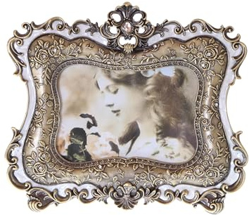 Kawaii-Story BM-xy519 Kupfer Weiß Metall Bilderrahmen Fotorahmen Antik Hochzeit Barock Luxus Design Ornamente Dekoration Fotogröße 10x15cm (4x6zoll)