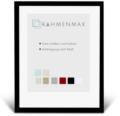 RahmenMax Skane Bilderrahmen Posterrahmen 60x90 cm Standard Formate Schwarz Matt RW Weiss Kunstglas klar