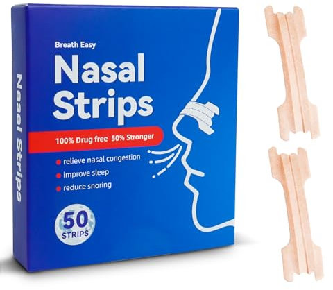 Robofun Ecarteur Nasal, 50 Pièces Nasal Strips, Anti Ronflement Efficace Puissant, Sommeil aide à réduire les ronflements, Soulager un Nez Bouché dû à un Nez Qui Coule, Allergies