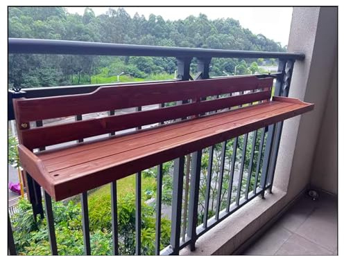 Mesa Plegable de Madera para Balcón, Barandilla Colgante, Barra de Bar Exterior Jardín, Terraza Patio Porche Decoración (B-L60*W20CM/L23.6*W7.9IN)