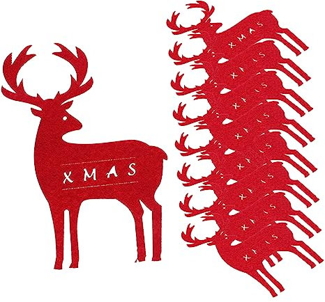 Cabilock Porte Cuillère 16 Pièces à Couverts Elk Décorations De Noël De Rangement pour Argenterie Couverts Argenterie Noire Organisateurs D'ustensiles De Noël Centres De Noël Feutrine Rouge