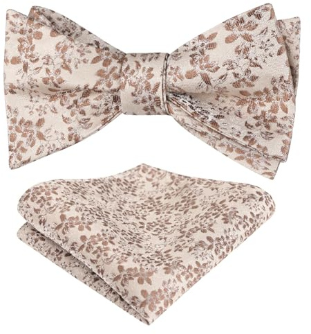 Alizeal Herren-Fliege mit Blumenmuster, selbstgebunden, klassisch, bunt, für Hochzeit, Party, mit Einstecktuch, Einheitsgröße