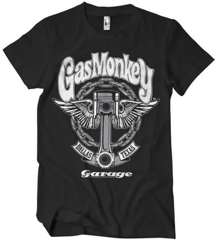 Gas Monkey Garage Offizielles Lizenzprodukt Big Piston Herren-T-Shirt (Schwarz), XXXXX-Large