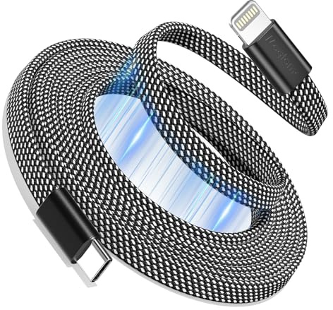 Magtame Câble magnétique USB C vers Lightning pour 1m câble chargeur i -Phone enroulé charge rapide certifié MFI câble plat rétractable tressé compatible avec i -Phone 14 13 12 11 pro Max xr XS X
