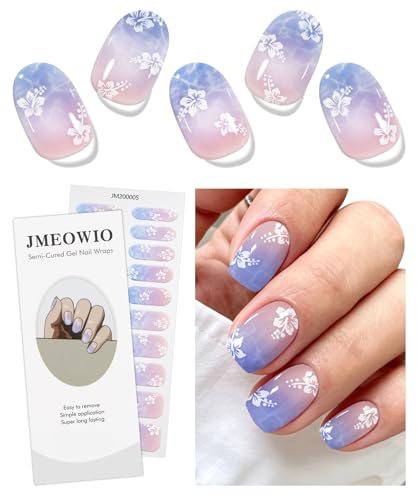 JMEOWIO Nagelfolie Hellviolett Rosa Blume Gel Nail Nagelfolien Selbstklebend Nagelsticker Uv Härtend Dekoration Nageldesign Zubehör