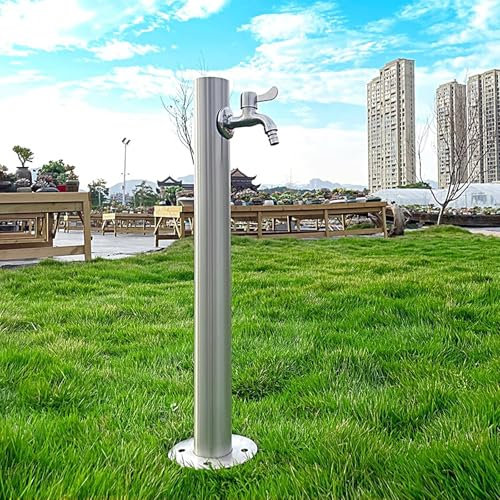 Colonna d'acqua da giardino in acciaio inox con rubinetto antigelo da pavimento per lavaggio e irrigazione all'aperto fontana idrante (95 x 6 cm)