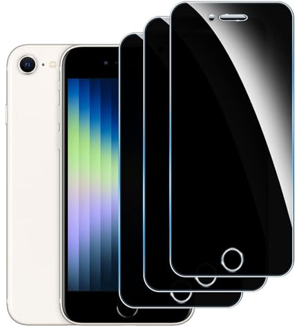 LYPHPE [3 Stück] Sichtschutzfolie für iPhone SE 2022/2020 Panzer Schutz Glas, 9H Härte Sichtschutz, Frei von Kratzern Folie,Ultrabeständig,Frei von Kratzern, [Anti-Spion] Privacy Displayschutz