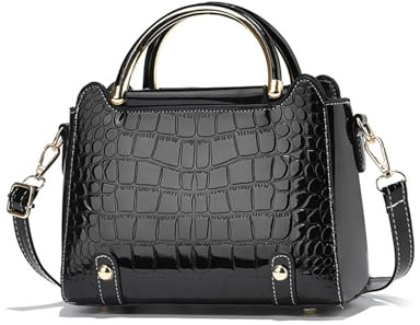 NICOLE & DORIS Mode Kleine Handtasche Damen Henkeltasche Lackleder Umhängetasche Kroko Schultertasche Crossbody Bag Kuriertaschen Damen