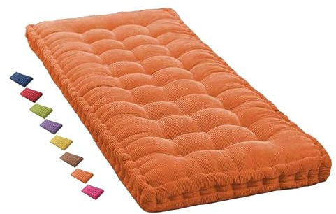 Extra dickes Outdoor-Bankkissen, groß, 200 x 55 cm, Gartenstuhl-Auflage mit orangefarbenem Bezug, bequem, 150 x 50/160 x 50 cm, Lounge-Sitzkissen zum Entspannen im Freien