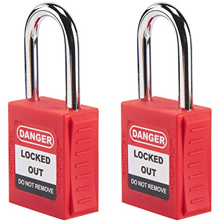 HOLULO Safety Lockout Padlocks, 2 Pack with 4 Keys and Danger Tags | Designed for professional electrical and industrial lock-off routines