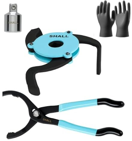 Shall Set Oil Filter Pliers, pinces de filtre à huile de 12 pouces, outil d'enlèvement de clé de filtre à huile réglable à 3 mâchoires, adaptateur 1/2 F à 3/8 M