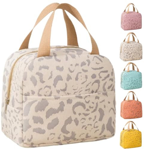 Arae Lunch Bag Women Men - Reusable Leakproof Cooler Tote Lightweight Thermal Lunchbox for Office, Gym, Beach & Travel (Beige)