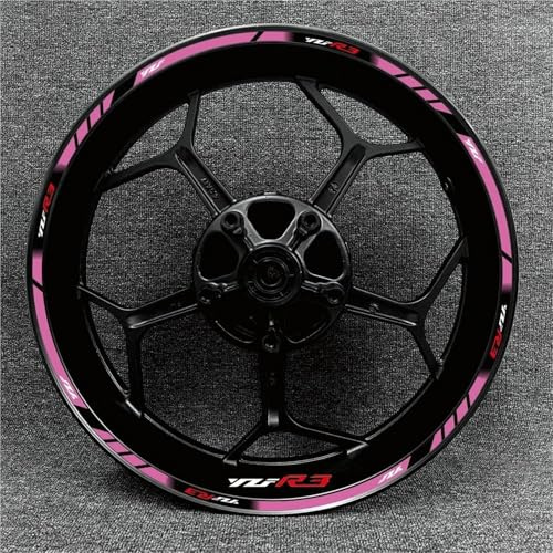 CFSJRXZ Dekorative Aufkleber Motorrad-Felgenband-Aufkleber Für Yamaha YZF R3,YZF-R3, YZFR3 Reflektierende Streifenfolie, Felgenaufkleber, Papieraufkleber Komplettset(Farbe 5)