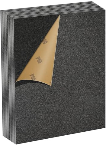 MOGRQAP Set de Papier Abrasif 60 Grains, 12 Pièces 23 x 28cm Papier Abrasif Résistant à l'Eau pour Voitures Métaux Murs Bois Meubles, Polissage Humide et Sec Papier de Verre | Lot de 60 feuilles de papier abrasif pour voiture, métal, murs, bois, meubles, pierre, verre, vernis, polissage humide