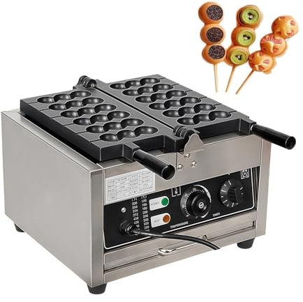 WUCIOA 1400W Electric Bubble Skewer Waffle Ball Machine, Commercial Waffle Ball Stick Maker, 50-300℃ Temp Control, 0-5min Timing, Stainless Steel, for Restaurants, Snack Bars, Bakeries