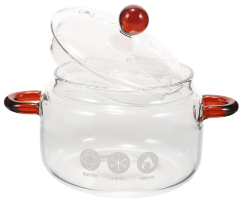 VICASKY doppelohriger Glastopf Töpfe Simmertopf für Herd Klarer Kochtopf für den Herd Topf mit Deckel Topfdeckel Kochgeschirr aus Glas zu Hause Haushaltseintopf