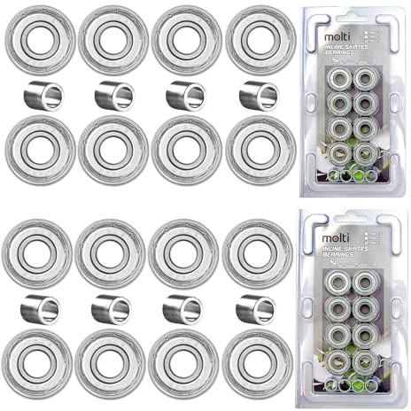 molti 608 ZZ kullager spårkullager 16 stycken ABEC-5/7/9 kol/krom metall för hjul skateboard inline-skridskor triskates 22 mm x 8 mm x 7 mm (karbon, ABEC-9)