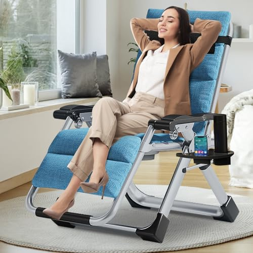 Ryuhic Arm Chair for Living Room, Indoor Folding Recliner Zero Gravity Lounge Chair with Soft Cushion and Headrest 200KG Support Adjustable Backrest