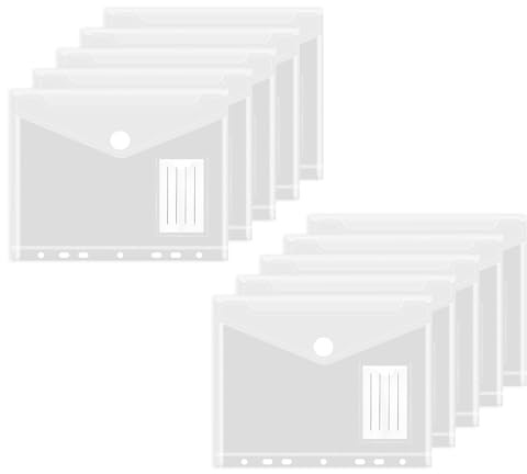 10PCS Dokumententasche A5, Dokumentenmappe mit 7 Löcher, Klarsichthüllen A5 | Umschlagmappen zum Abheften Dokumentenmappe A5 Sichttaschen | Wasserdicht für Dokument Organisieren für A4-Ordner