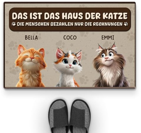 Geschenke Mall Personalisierte Fussmatte - Das Ist Das Haus Der Katze - Personalisierte Fußmatte, Fussmatte Katzen Personalisiert, Fußmatte für Katzenliebhaber, Fussmatte Selbst Gestalten (#3)
