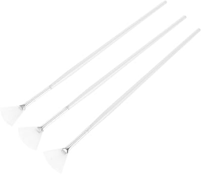 Set 3 Pennelli Maschera Viso a Ventaglio Manico lungo Bianco