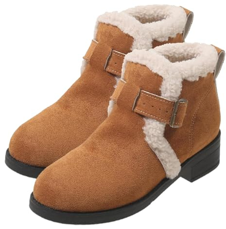 ZPLMIDE Retro Plus - Stivaletti invernali da donna, in velluto, antiscivolo, con tacco basso, foderati in pelliccia, colore: marrone, Marrone, 0 UK