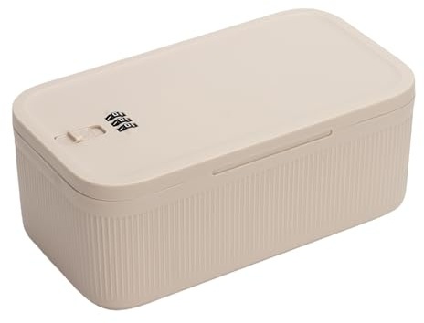VEGOATY Mini Tresor Klein Abschließbare Box: 3-stellig Zahlenschloss Box, für Geldkassette, Wertsachen Medikamente HandyBox, für Schmuck Dokumente Snacks (24x14x10cm) (Off-White)