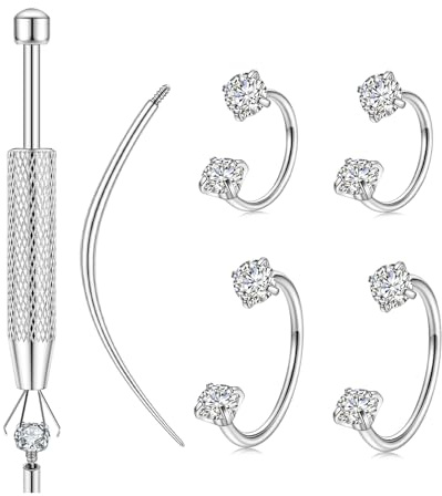 LORACOXS Horseshoe Nose Ring for Women, 20G 18G 16G Surgical Steel Nose Hoops, Multi-Purpose Nose Piercing Jewelry for Cartilage Helix Tragus Labret Septum Lips Ears