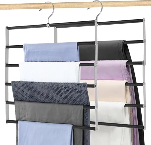 Lot de 2 cintres peu encombrants - En acier inoxydable - Pliable et antidérapant - Pour penderie, jeans, pantalons, écharpes, cravates, serviettes