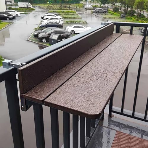 Tavolo da Bar in Acciaio Inossidabile, Tavolo da Balcone sospeso in Legno e Lega di Alluminio - Impermeabile, Resistente al Calore, con Elevata capacità di carico - 120x27 cm (47x10 Pollici)