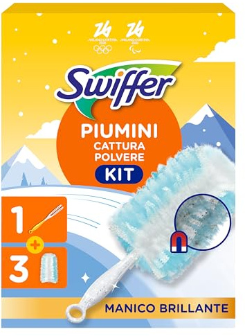 Swiffer Kit de iniciación de Plumero atrapapolvo, 1 Mango + 3 recargas.