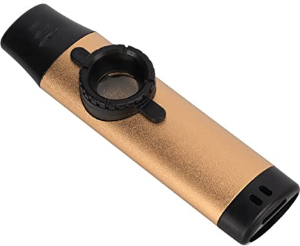 Wakects Kazoo Strumento Musicale, Metallo con Bocchino in Resina, Tono Regolabile Kazoo per Adulti, Include 5 Diaframmi per Flauto e Scatola di Immagazzinaggio (GOLD)