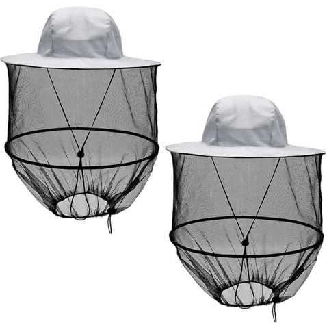 MmotZsb 2 Stück Imkerhut mit Schleier, Mückennetz Kopf für Outdoor-Aktivitäten, Moskitonetz Kopf mit Breiter Krempe, (Grau)