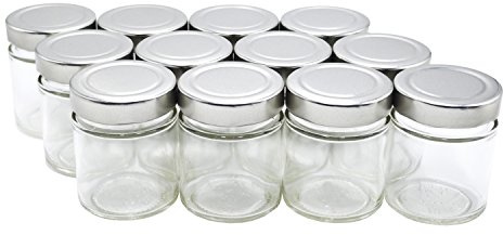 U-Pack Gewürzflaschen aus Glas, mit silberfarbenen Metalldeckeln, 150 ml, 12 Stück