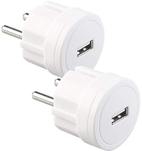 revolt USB-Netzteil-Ladegeräte: 2er-Set ultrakompakte Steckdosen-USB-Netzteile, 2,1 A, 10,5 W, Ø 39 mm (Netzteil für USB-Kabel, USB-Ladestecker 220v, iPhone Ladestation)