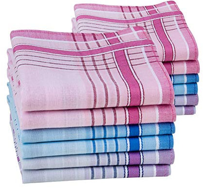 Houlife Damen Taschentücher aus Reiner Gekämmte Baumwolle Stofftaschentücher 3 Farben für Alltagsgebrauch 6/12 Stücke 28x28cm