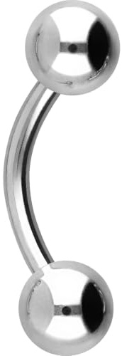 PIERCINGLINE Acier chirurgical Banane | 2 BOULES | Tige de piercing courbée pour sourcils, parties intimes, poitrine, oreille, etc. | Choix de tailles et de couleurs